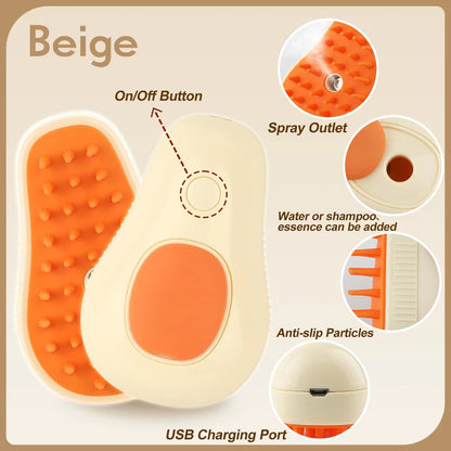 3-in-1 Steamy Pet Grooming Brush – Electric Steam, Massage & De-shedding Tool for Dogs & Cats