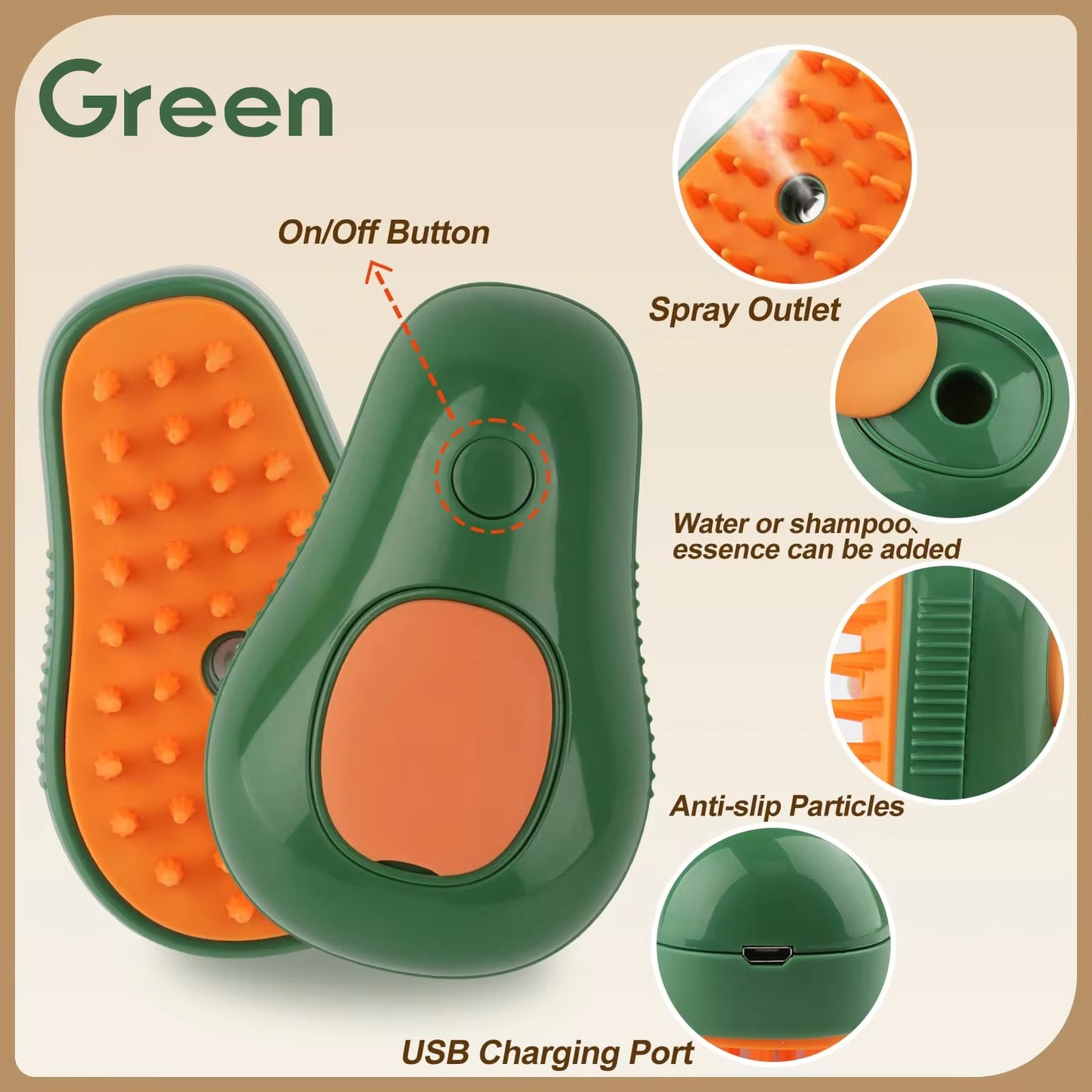 3-in-1 Steamy Pet Grooming Brush – Electric Steam, Massage & De-shedding Tool for Dogs & Cats