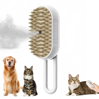 3-in-1 Steamy Pet Grooming Brush – Electric Steam, Massage & De-shedding Tool for Dogs & Cats