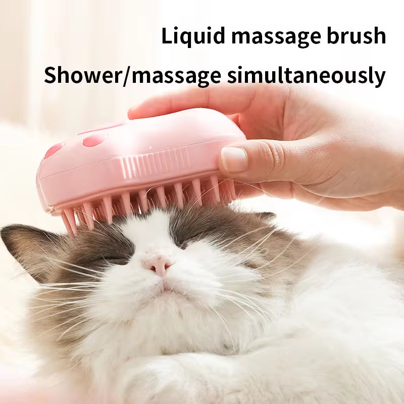 3-in-1 Steamy Pet Grooming Brush – Electric Steam, Massage & De-shedding Tool for Dogs & Cats