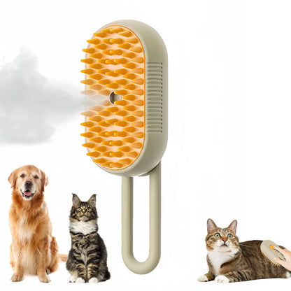 3-in-1 Steamy Pet Grooming Brush – Electric Steam, Massage & De-shedding Tool for Dogs & Cats
