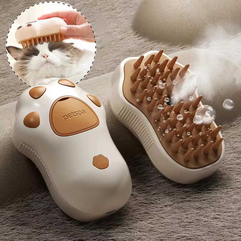 3-in-1 Steamy Pet Grooming Brush – Electric Steam, Massage & De-shedding Tool for Dogs & Cats